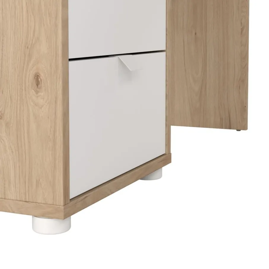 Bureaus< Hoekbureau Bram Eiken / Wit - 150x76x100 cm