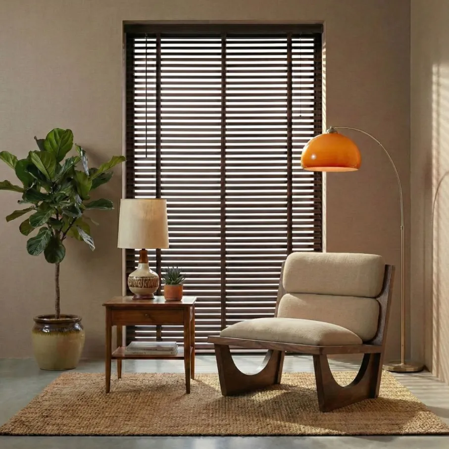 Bruine Jaloezieën< Houten Jaloezie Bruin - 100x210 cm