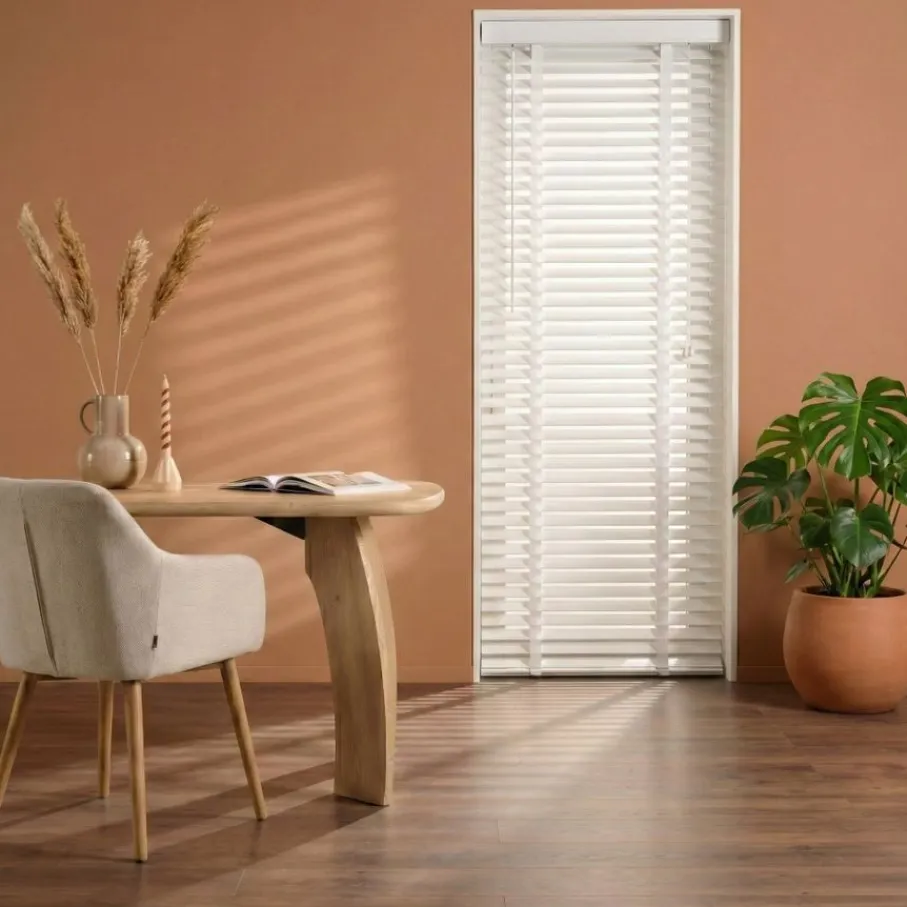 Witte Jaloezieën< Houten Jaloezie Wit - 60x180 cm