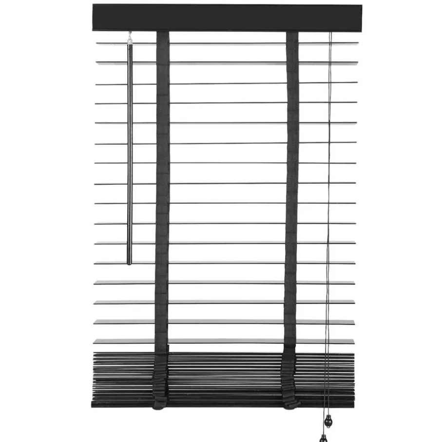 Zwarte Jaloezieën< Houten Jaloezie Zwart - 80x130 cm