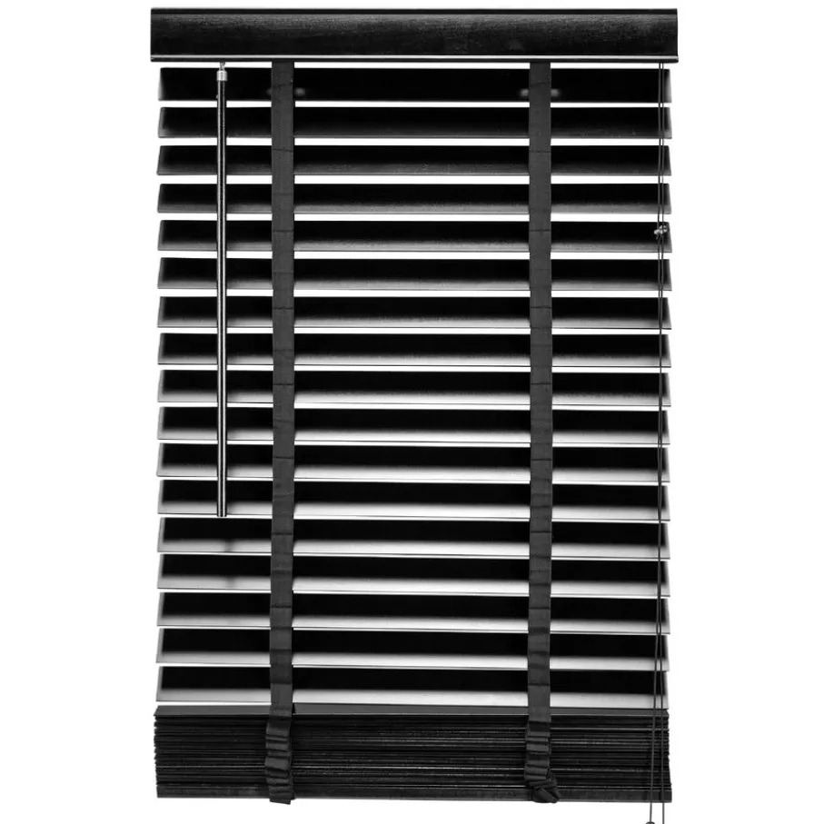 Zwarte Jaloezieën< Houten Jaloezie Zwart - 80x180 cm