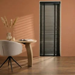 Zwarte Jaloezieën< Houten Jaloezie Zwart - 80x180 cm
