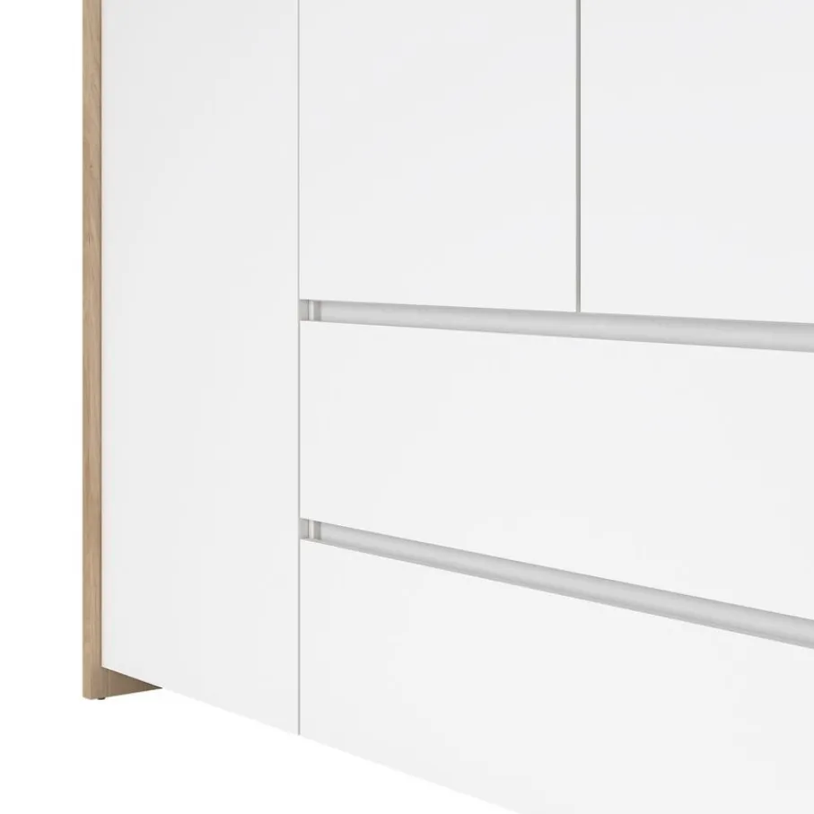 Kledingkasten< Kledingkast Atlanta Eiken / Hoogglans Wit - 197x202x58 cm