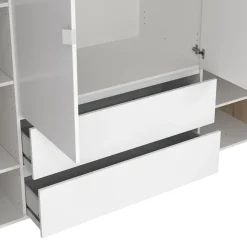 Kledingkasten< Kledingkast Atlanta Eiken / Hoogglans Wit - 197x202x58 cm
