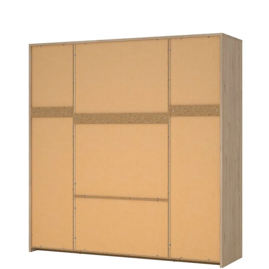 Kledingkasten< Kledingkast Atlanta Eiken / Hoogglans Wit - 197x202x58 cm