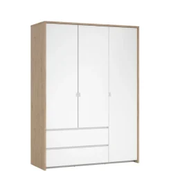 Kledingkasten< Kledingkast Atlanta Eiken / Hoogglans Wit - 149x202x58 cm