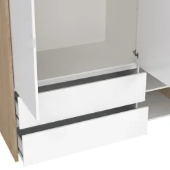 Kledingkasten< Kledingkast Atlanta Eiken / Hoogglans Wit - 149x202x58 cm