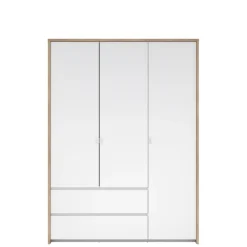 Kledingkasten< Kledingkast Atlanta Eiken / Hoogglans Wit - 149x202x58 cm