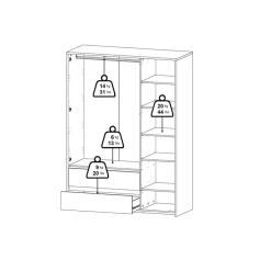 Kledingkasten< Kledingkast Atlanta Wit - 149x202x58 cm