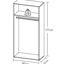 Kledingkasten< Kledingkast Baarlo Wit - 80x176x52 cm