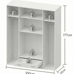 Kledingkasten< Kledingkast Baarlo Wit - 160x176x52 cm