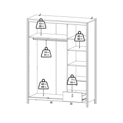 Opbergkasten< Kledingkast Dallas Wit - 150x199x59
