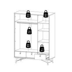 Kledingkasten< Kledingkast Denver Zwart / Walnoot - 150x200x60 cm