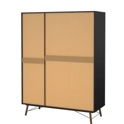 Kledingkasten< Kledingkast Denver Zwart / Walnoot - 150x200x60 cm