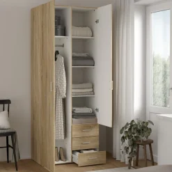 Kledingkasten< Kledingkast Harper Naturel - 78x201x50 cm