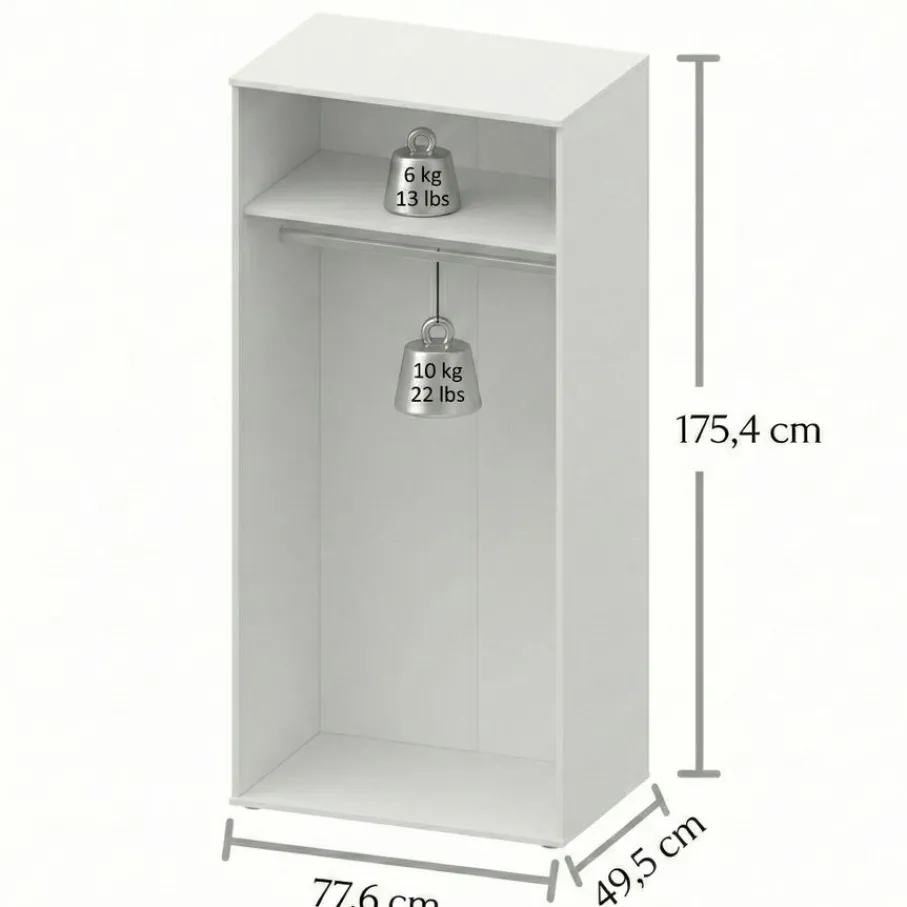 Kledingkasten< Kledingkast Harper Wit - 78x176x50 cm