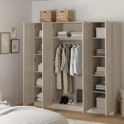 Kledingkasten< Kledingkast Indy Taupe - 196x200x62 cm