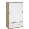 Kledingkasten< Kledingkast Jasper Eiken / Hoogglans Wit - 121x200x60 cm