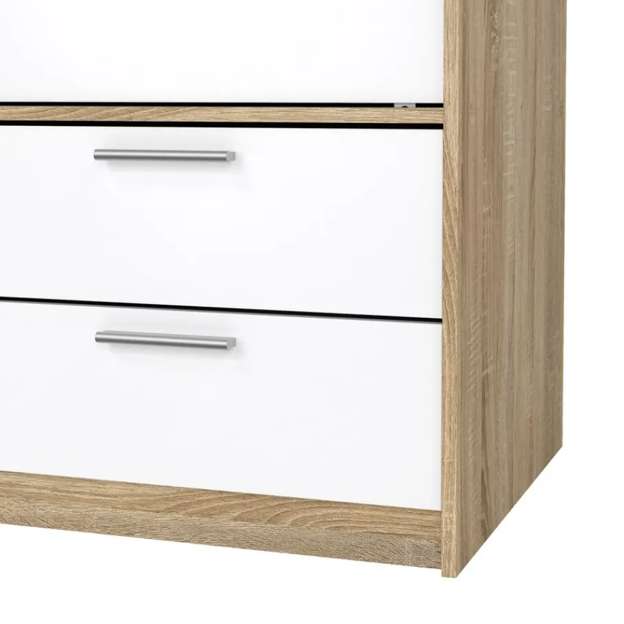 Kledingkasten< Kledingkast Jasper Eiken / Hoogglans Wit - 121x200x60 cm