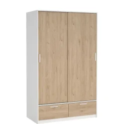 Kledingkasten< Kledingkast Jasper Wit / Eiken - 121x200x60 cm