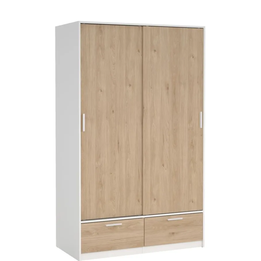 Kledingkasten< Kledingkast Jasper Wit / Eiken - 121x200x60 cm