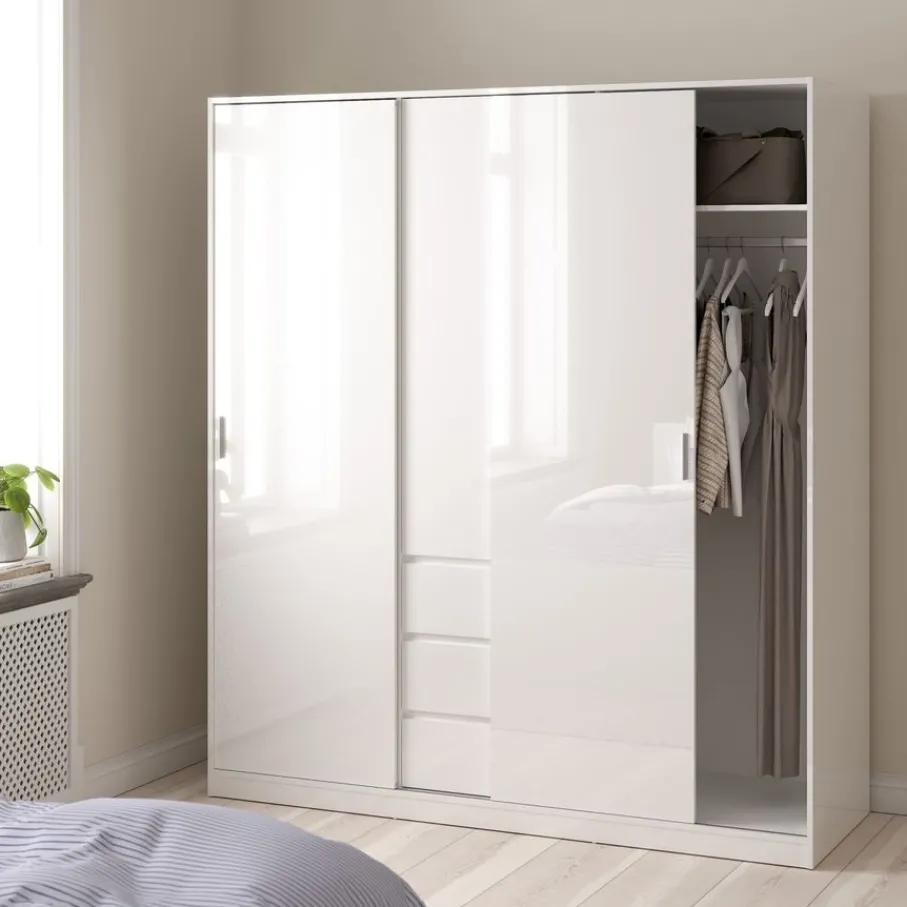 Kledingkasten< Kledingkast Luna Hoogglans Wit - 177x201x60 cm