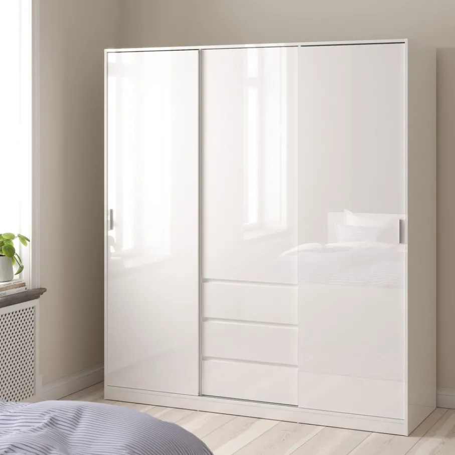 Kledingkasten< Kledingkast Luna Hoogglans Wit - 177x201x60 cm