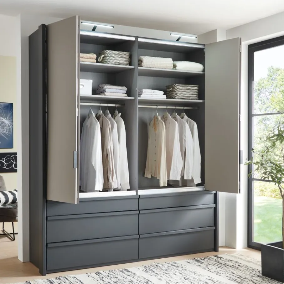 Kledingkasten< Kledingkast Rivas Taupe - 200x236x58 cm