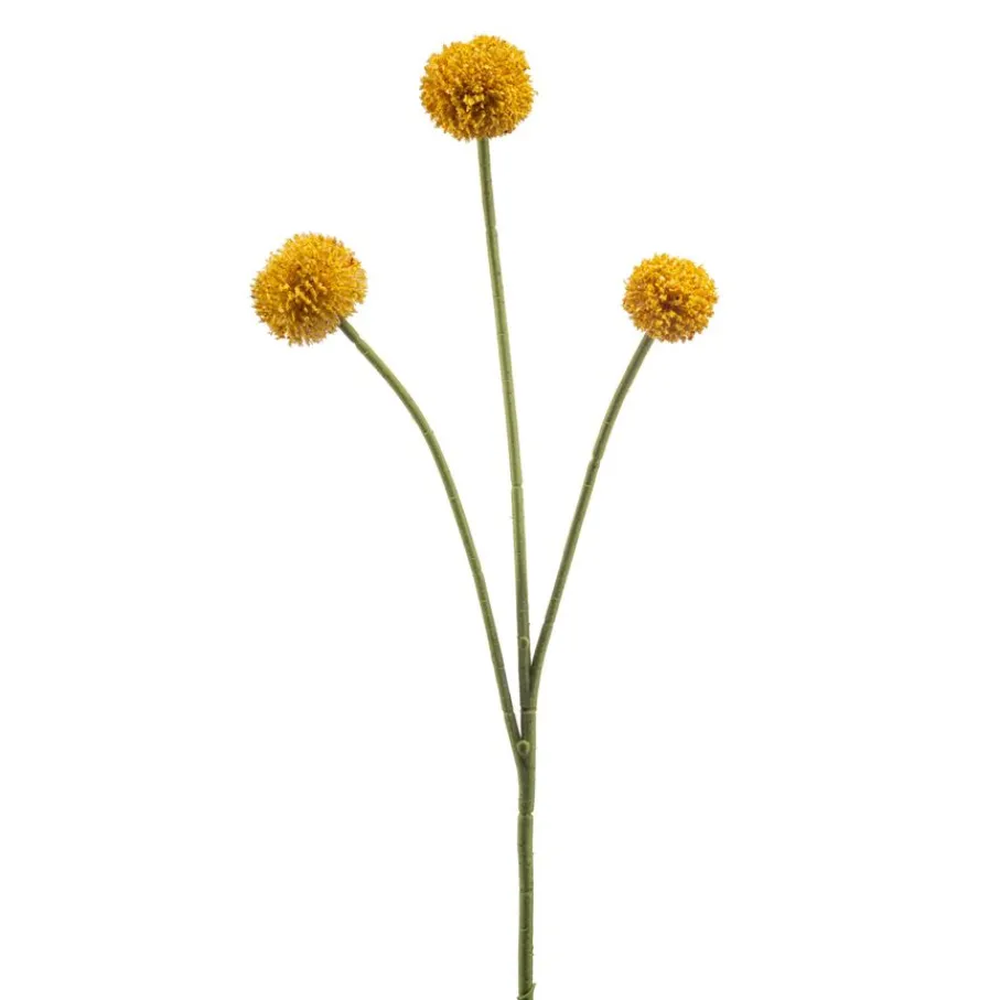 Kunstplanten & Bloemen< Kunstbloem Craspedia Oker - 69 cm