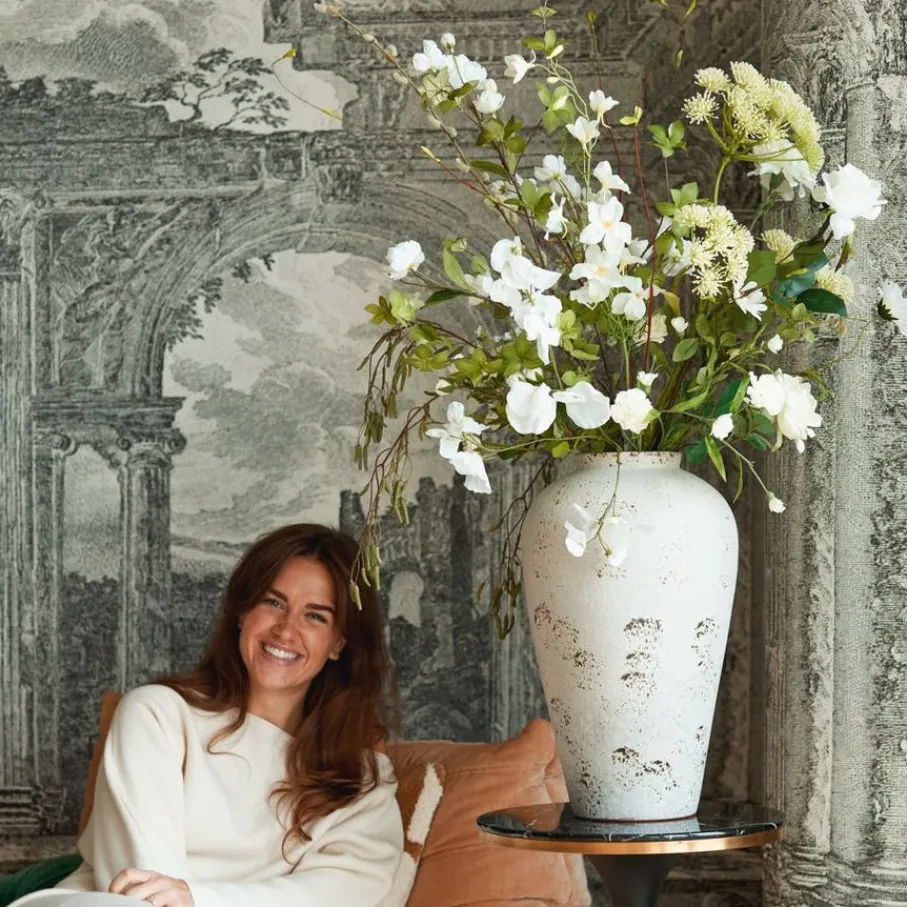 Kunstplanten & Bloemen< Kunstbloem Delphinium Crème - 88 cm