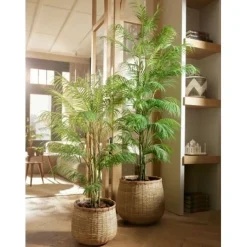 Kunstplanten & Bloemen< Kunstplant Chamaedorea Palm Groen - 120 cm hoog