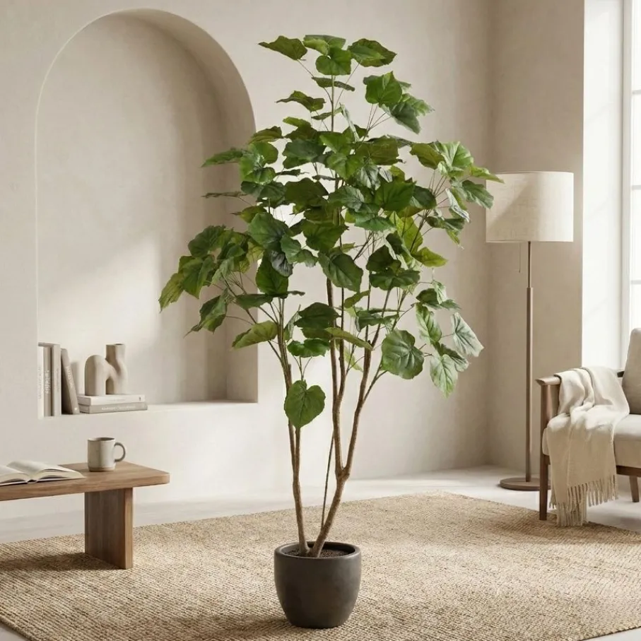 Kunstplanten & Bloemen< Kunstplant Ficus Umbellata Groen - 180 cm hoog