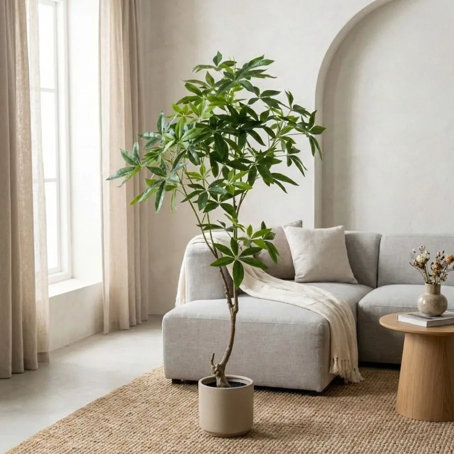 Kunstplanten & Bloemen< Kunstplant Pachira Groen - 150 cm hoog