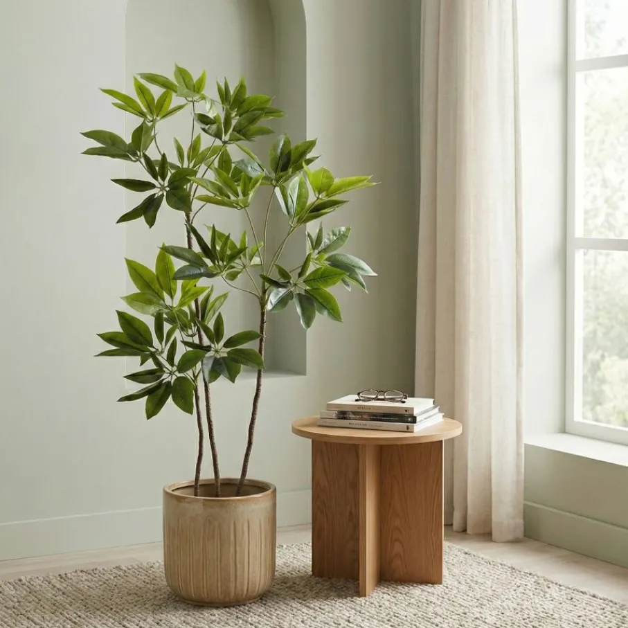 Kunstplanten & Bloemen< Kunstplant Schefflera Groen - 150 cm hoog