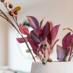 Kunstplanten & Bloemen< Kunsttak Eucalyptus Rood - 80 cm
