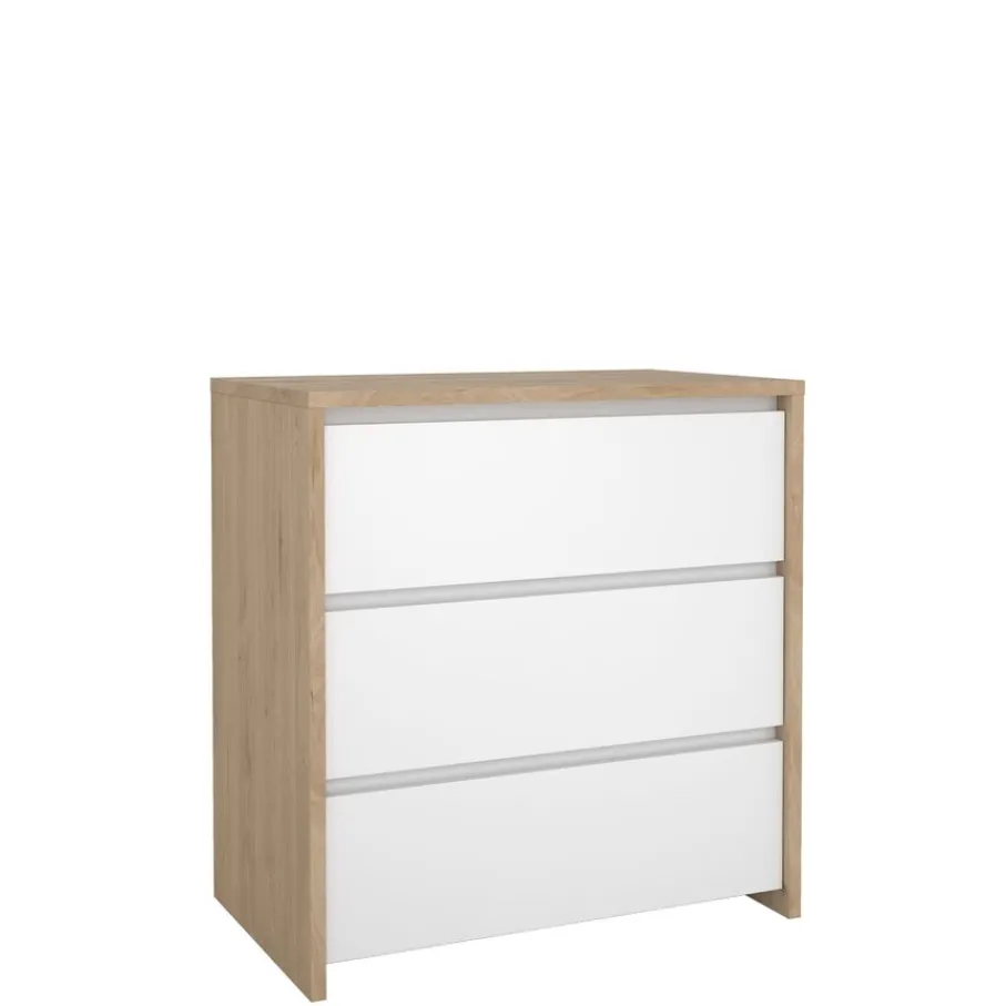 Opbergkasten< Ladekast Atlanta Eiken / Hoogglans Wit - 80x84x48 cm