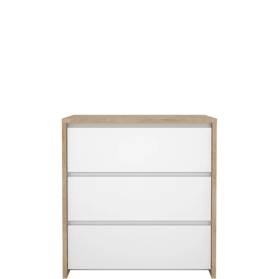 Opbergkasten< Ladekast Atlanta Eiken / Hoogglans Wit - 80x84x48 cm
