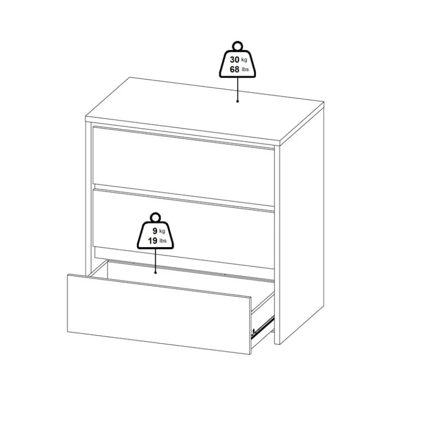 Opbergkasten< Ladekast Atlanta Eiken / Hoogglans Wit - 80x84x48 cm