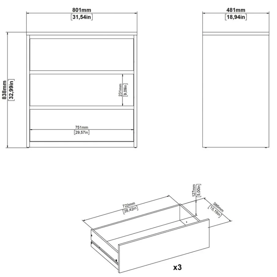 Opbergkasten< Ladekast Atlanta Wit - 80x84x48 cm