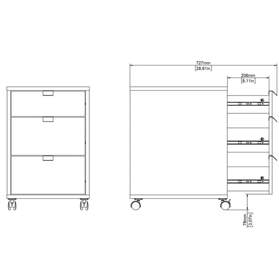 Opbergkasten< Ladekast Bram Eiken / Wit - 41x61x49 cm