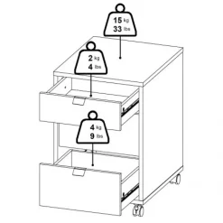 Opbergkasten< Ladekast Bram Eiken / Wit - 41x61x49 cm