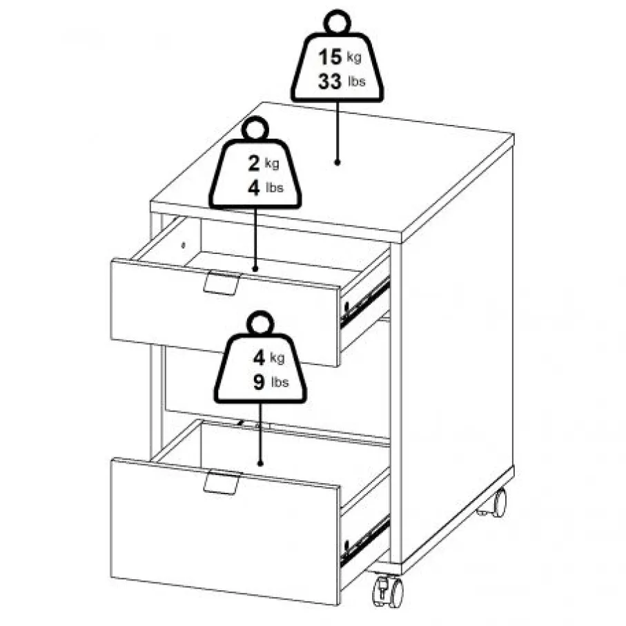 Opbergkasten< Ladekast Bram Eiken / Wit - 41x61x49 cm