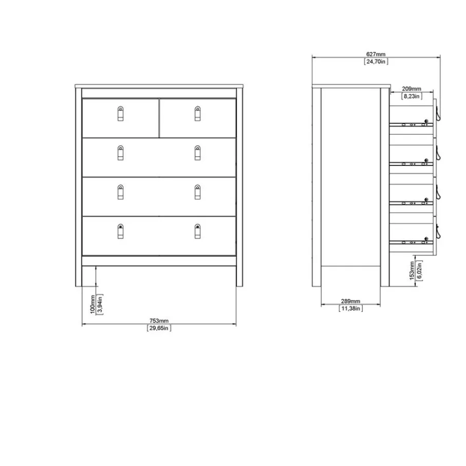 Opbergkasten< Ladekast Dallas Eiken - 83x99x39 cm