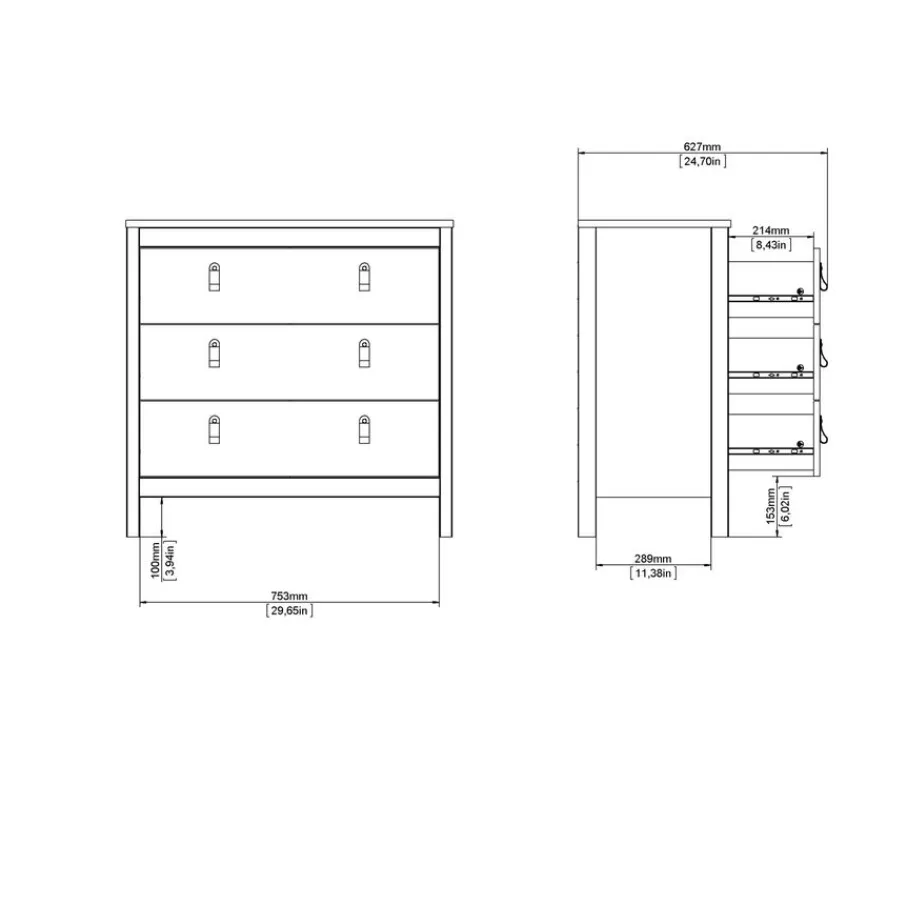 Opbergkasten< Ladekast Dallas Eiken - 84x80x39 cm