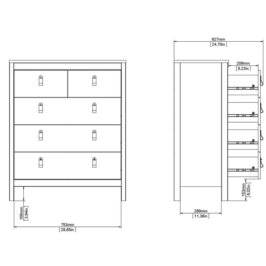 Opbergkasten< Ladekast Dallas Wit - 83x99x39 cm