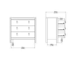 Opbergkasten< Ladekast Dallas Wit - 84x80x39 cm