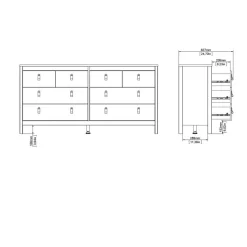 Ladekasten|Dressoirs< Ladekast Dallas Zwart - 160x80x39 cm