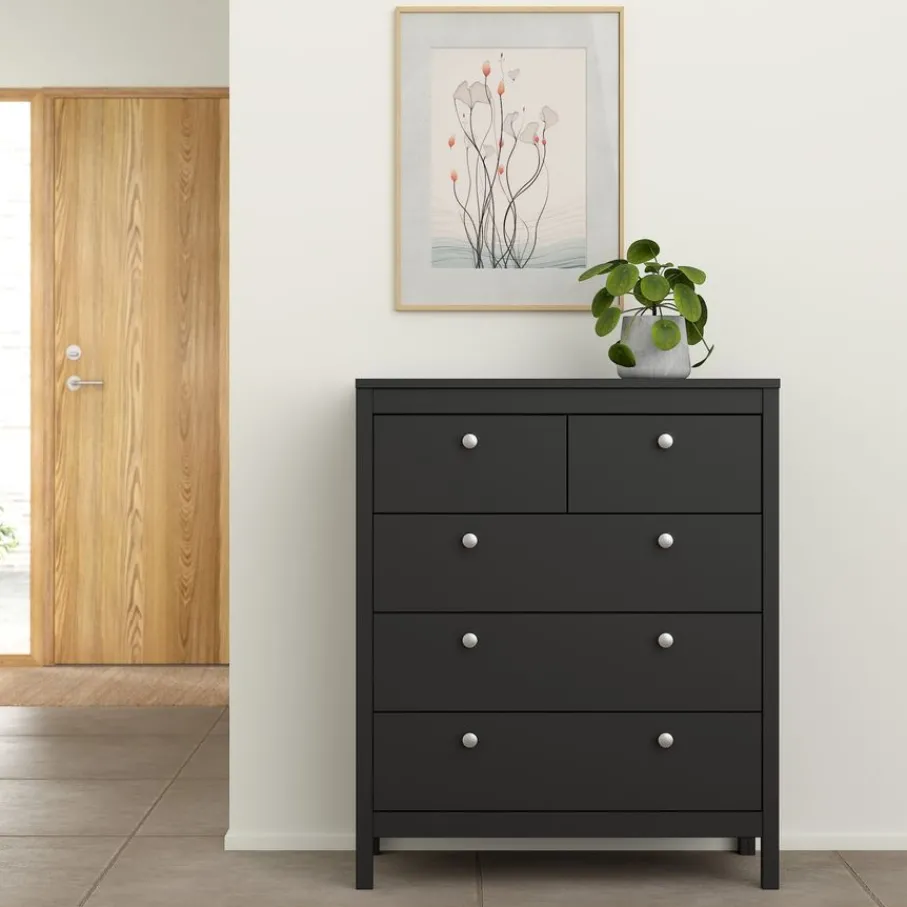 Opbergkasten< Ladekast Dallas Zwart - 83x99x39 cm