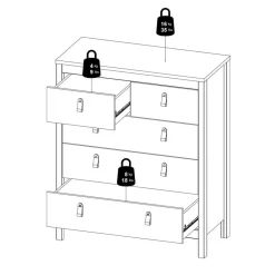 Opbergkasten< Ladekast Dallas Zwart - 83x99x39 cm