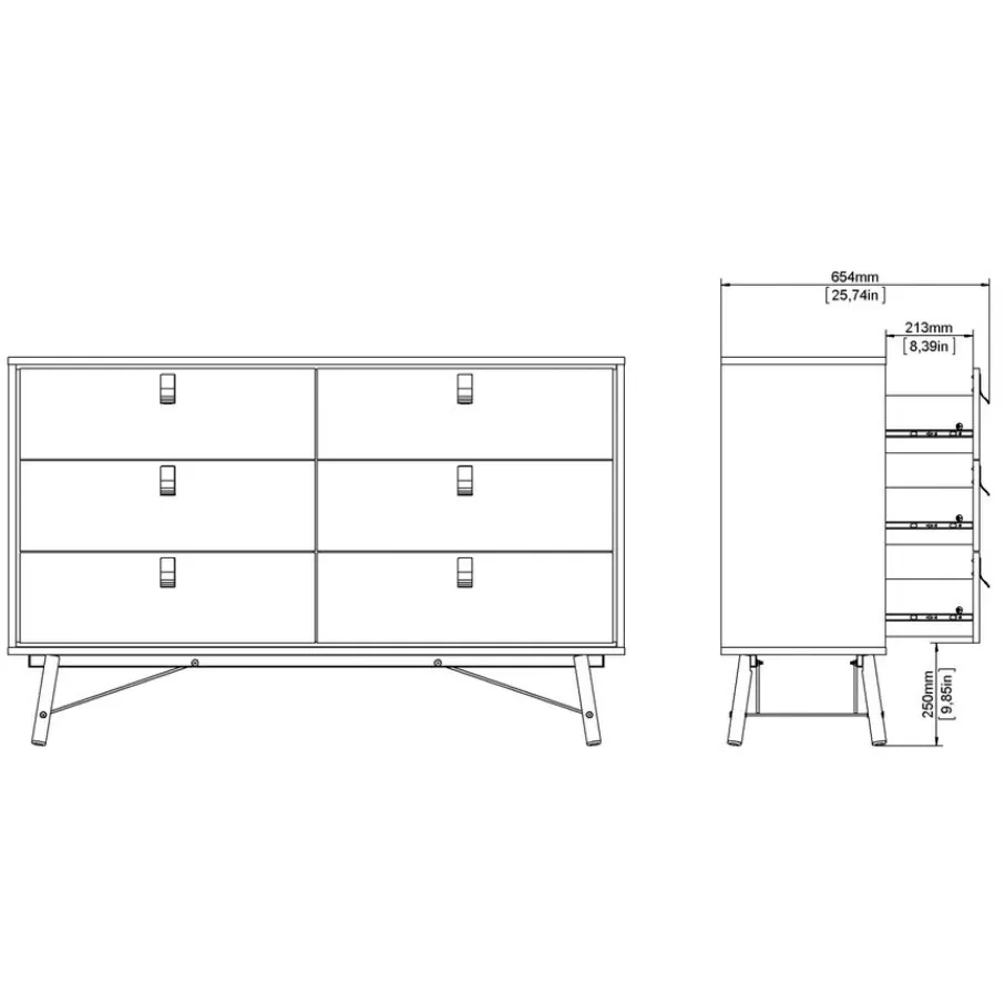Opbergkasten< Ladekast Denver Eiken - 150x95x40 cm